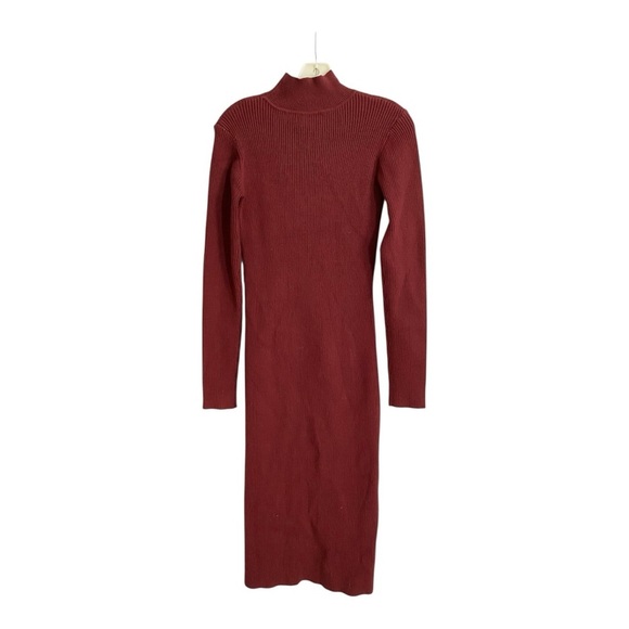 Ashley Park Ribbed Sweater Dress Turtleneck Long Sleeve Asymmetrical Size Medium - Picture 7 of 9